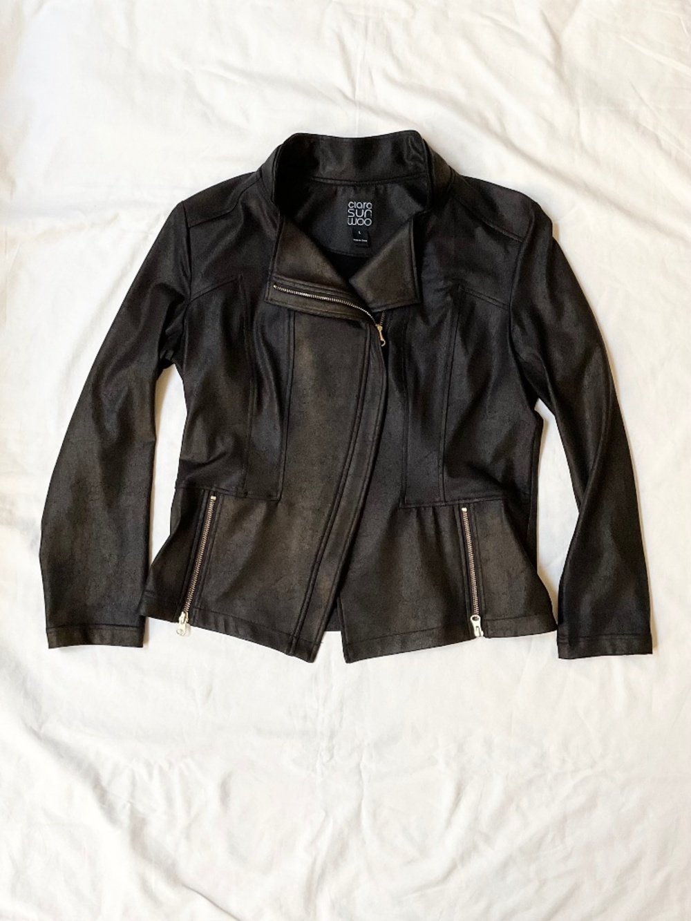 Clara Sun Woo Liquid Leather Signature Jacket Moto Faux